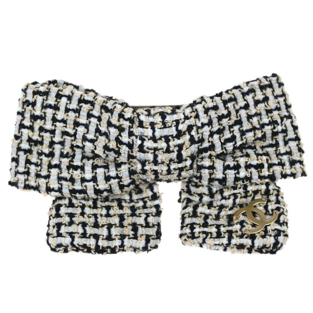 Chanel Hair Clip Bow Hairpin Barrette White 14C 124918